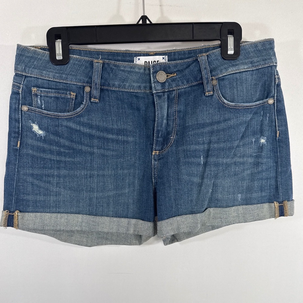 Paige Blue Distressed Cuffed Denim Jimmy Jimmy Shorts Womens 28 Summer Casual